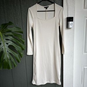 Banana Republic White Ribbed Knit Midi Dress - Medium